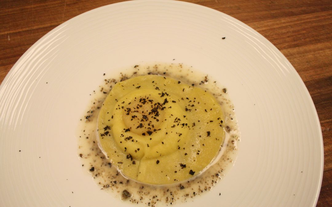 Ravioli “Sunny Side Up” with Farm Egg and Truffle Butter