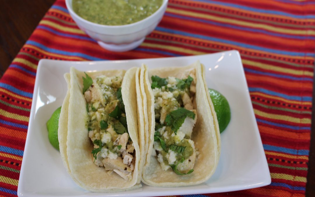 Roasted Tomatillo and Chicken Tacos