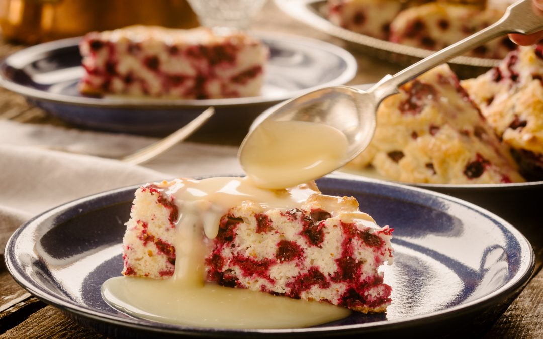 Artic Cranberry Cake with Butter Sauce